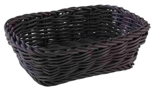 Schwarzer geflochtener Brotkorb rechteckig.