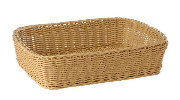 Rechteckiger geflochtener Brotkorb leer.