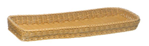 Rechteckiger geflochtener Brotkorb.