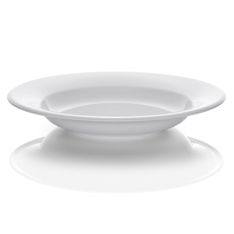 Weißer Gastronomie-Teller auf Podest.