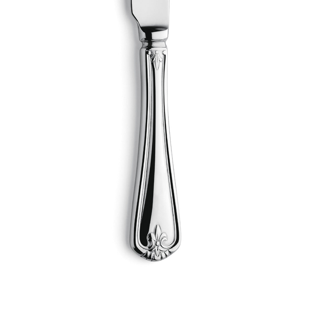 Silbernes Buttermesser mit verziertem Griff.
