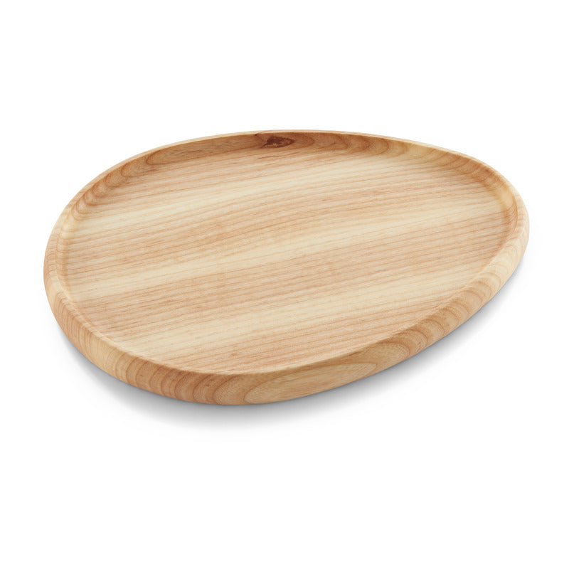 Holztablett auf weißem Hintergrund.