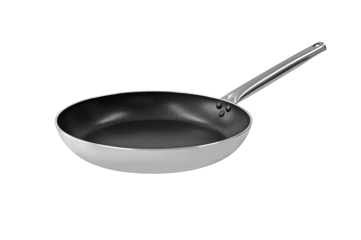 Edelstahlpfanne für Gastronomiebedarf.