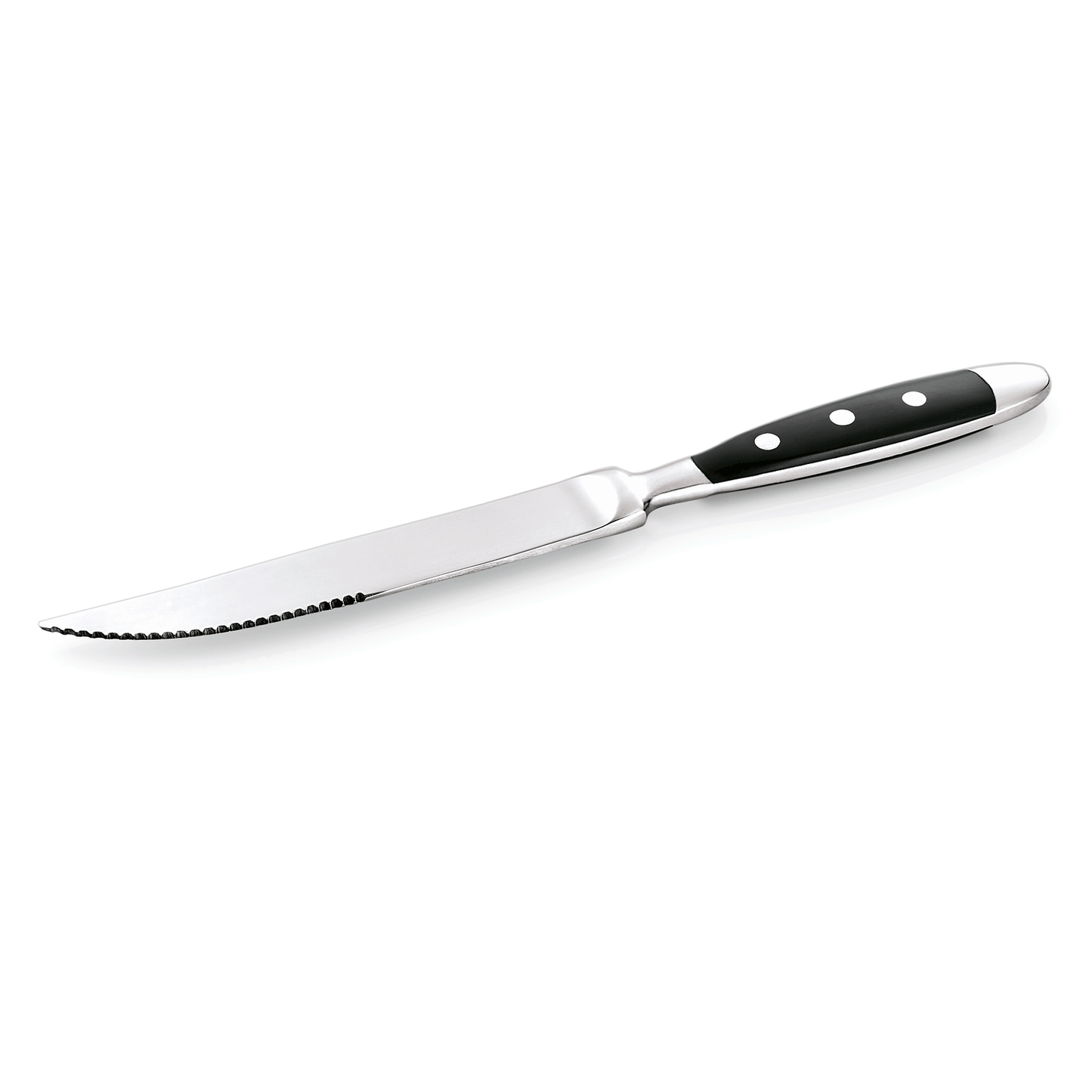 Scharfes Messer mit schwarzem Griff.
