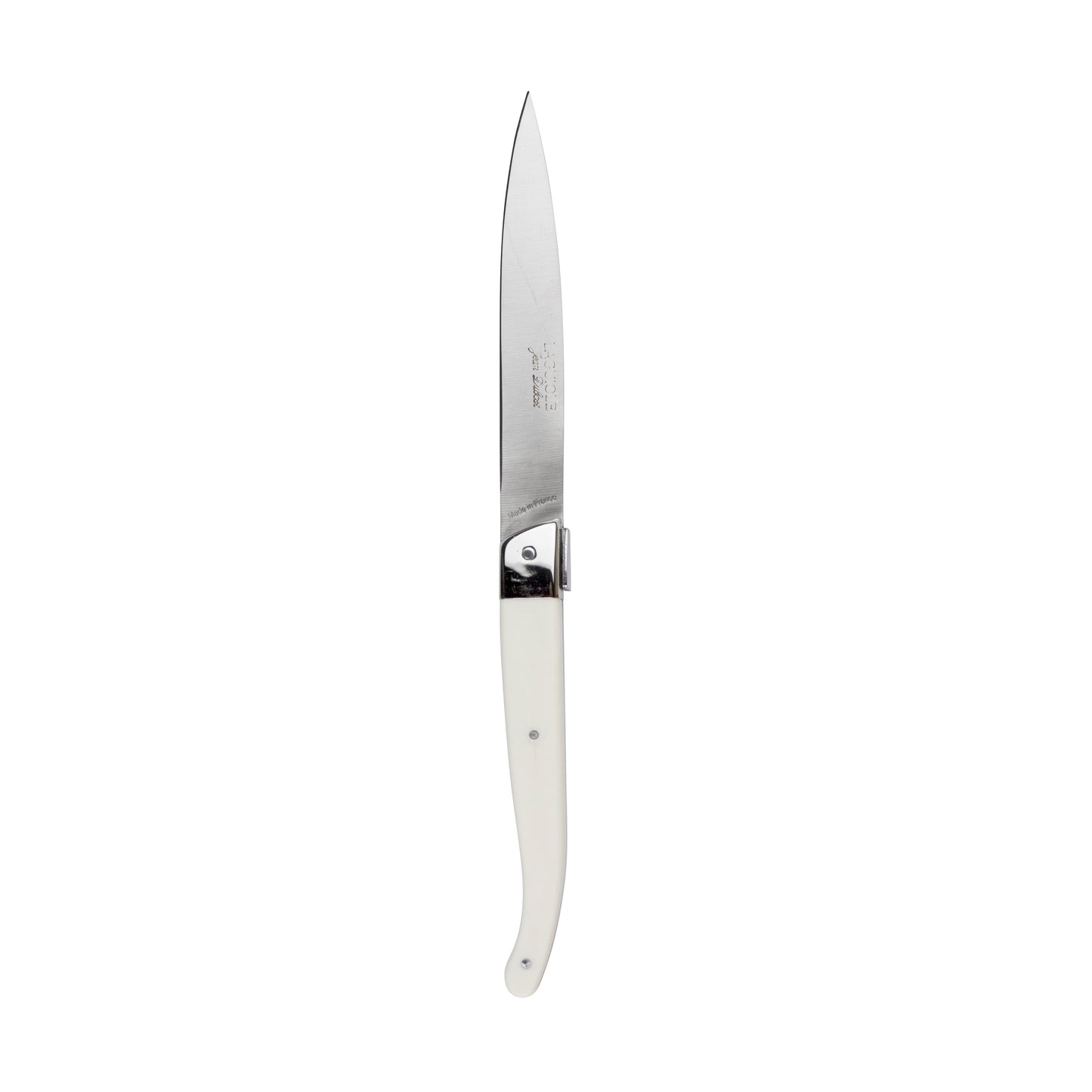 Weißes Küchenmesser mit schmaler Klinge.