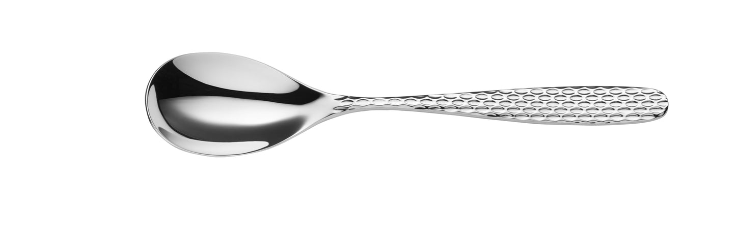 Spiegelnder Metalllöffel, Nahaufnahme