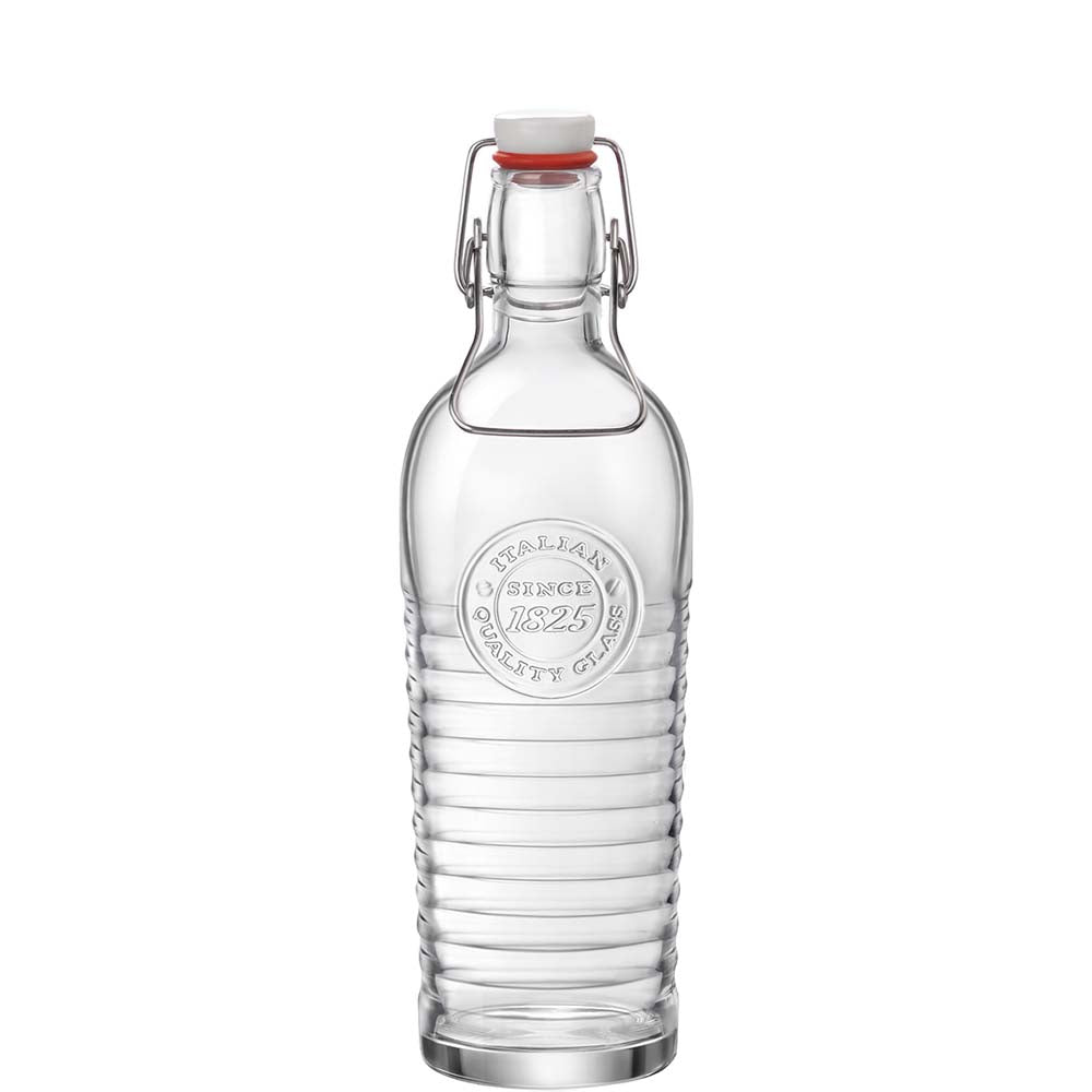 Glasflasche mit Bügelverschluss.