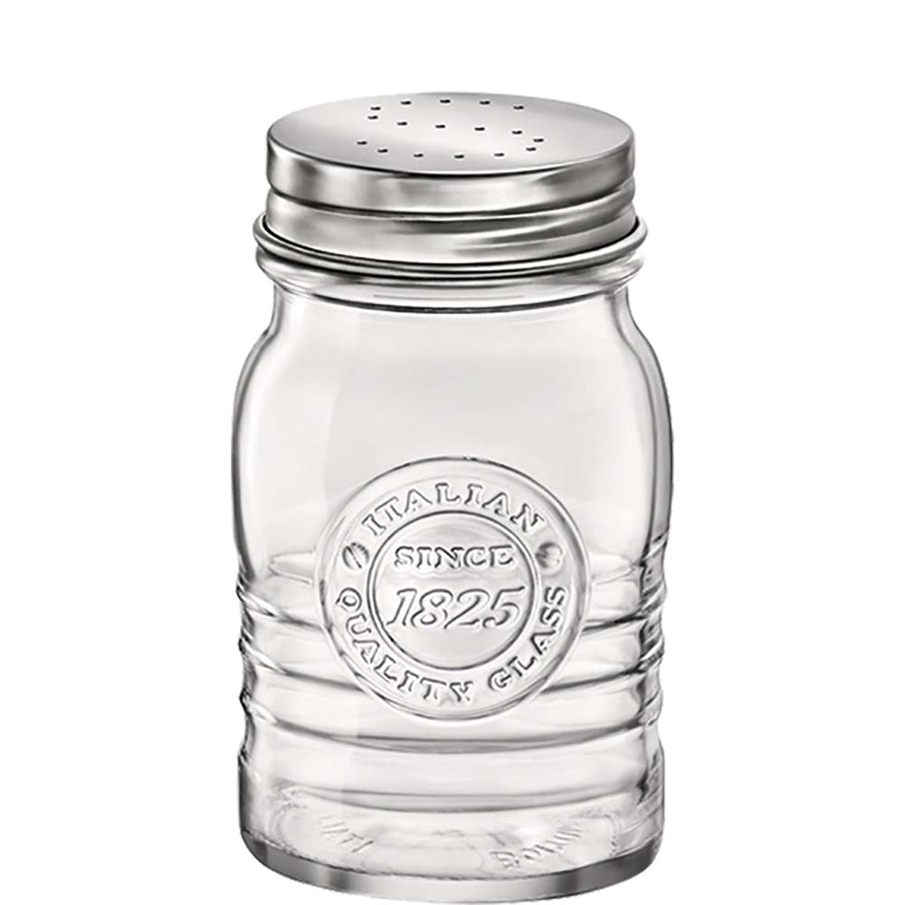 Glasstreuer mit Metallverschluss.