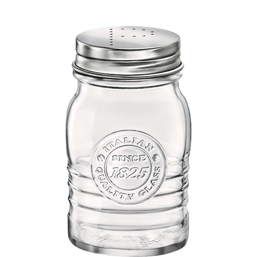 Glasstreuer mit Metallverschluss.