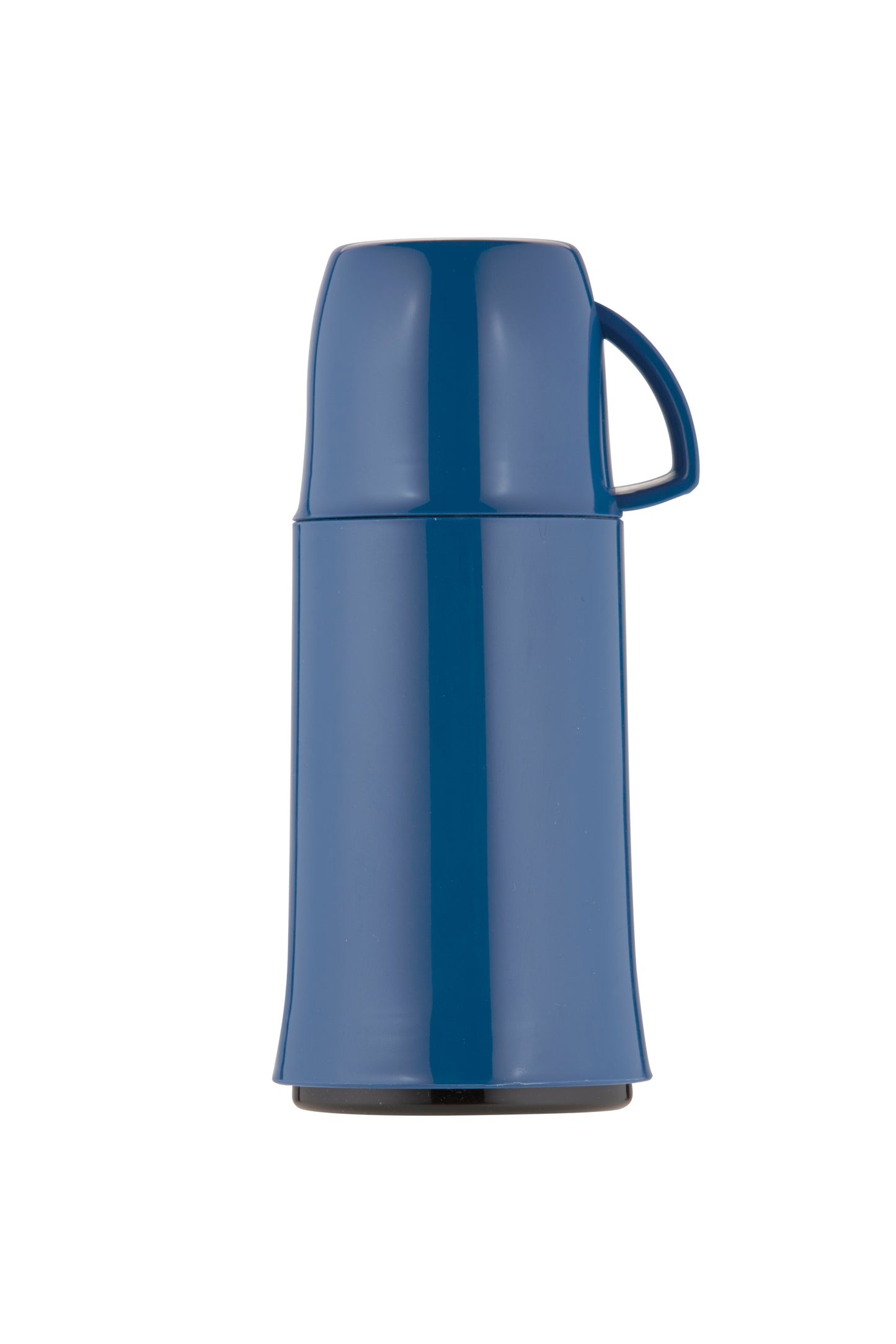 Blaue Thermoskanne mit Henkel, isoliert.