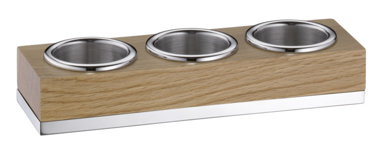 Dreiteilige Servierstation aus Holz.