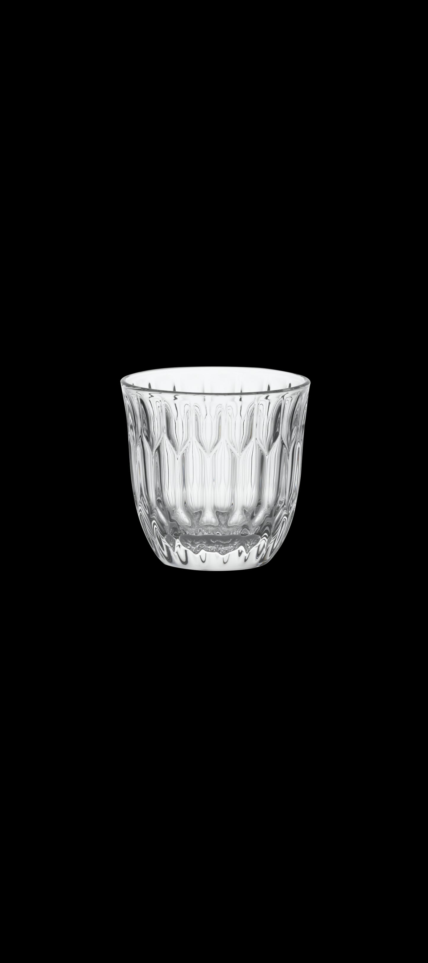Leere Glasschüssel mit Muster.