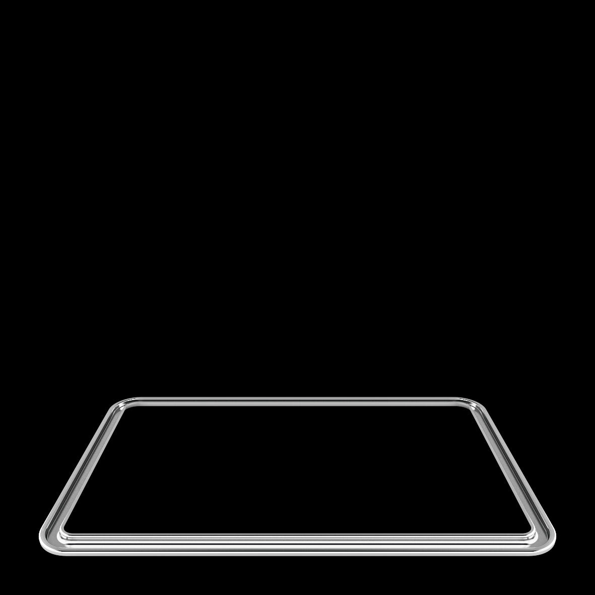 Leeres Edelstahl-Serviertablett