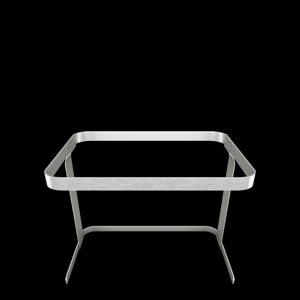 Metallischer Servierwagen auf Schwarz.