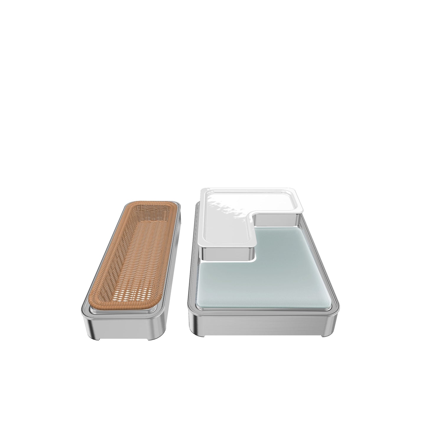 B2B Gastronomie: Edelstahl-Servierplatten mit Ablage