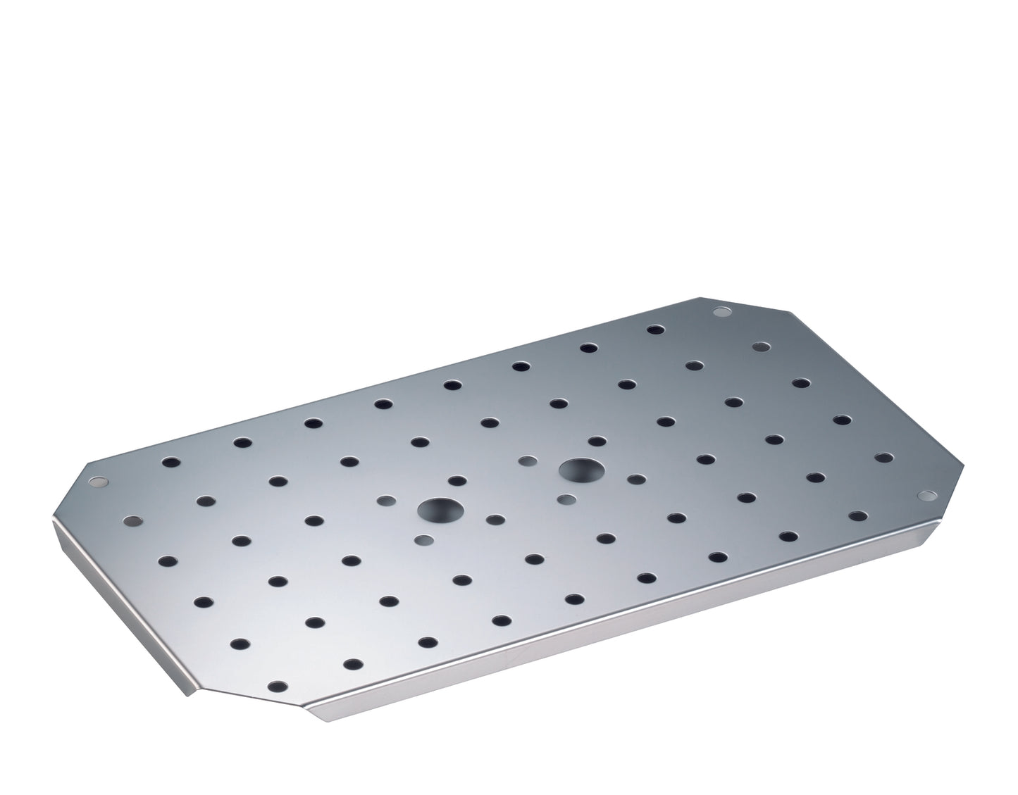 Metallplatte mit Löchern, rechteckig.