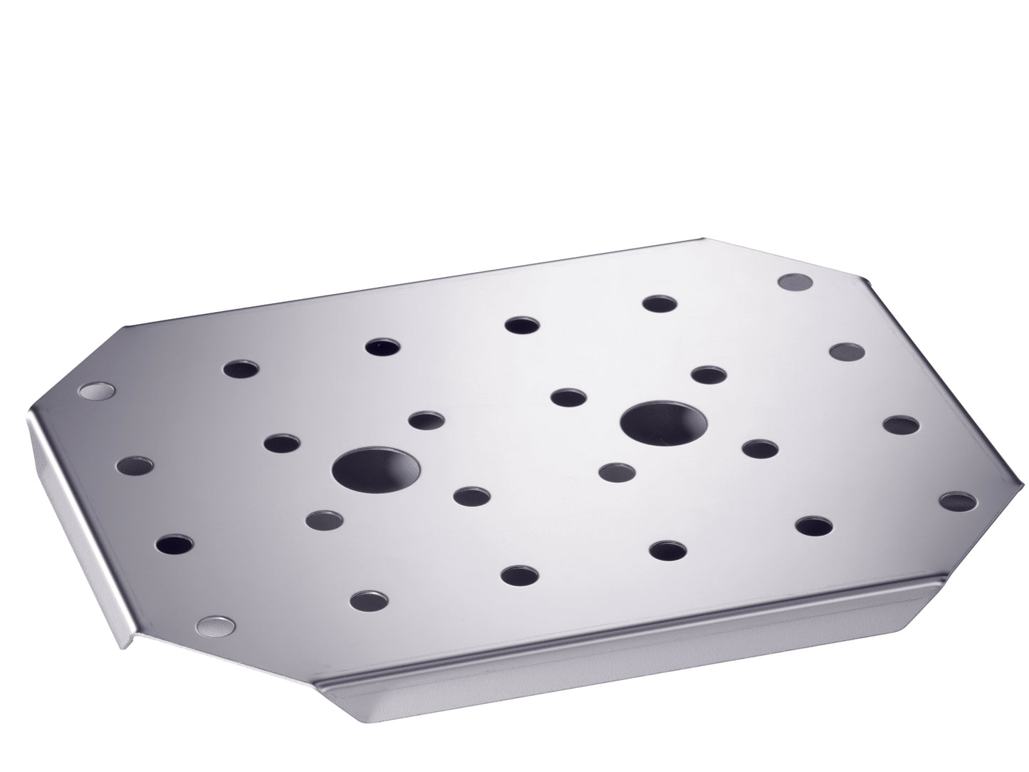 Metallplatte mit Löchern, rechteckig.