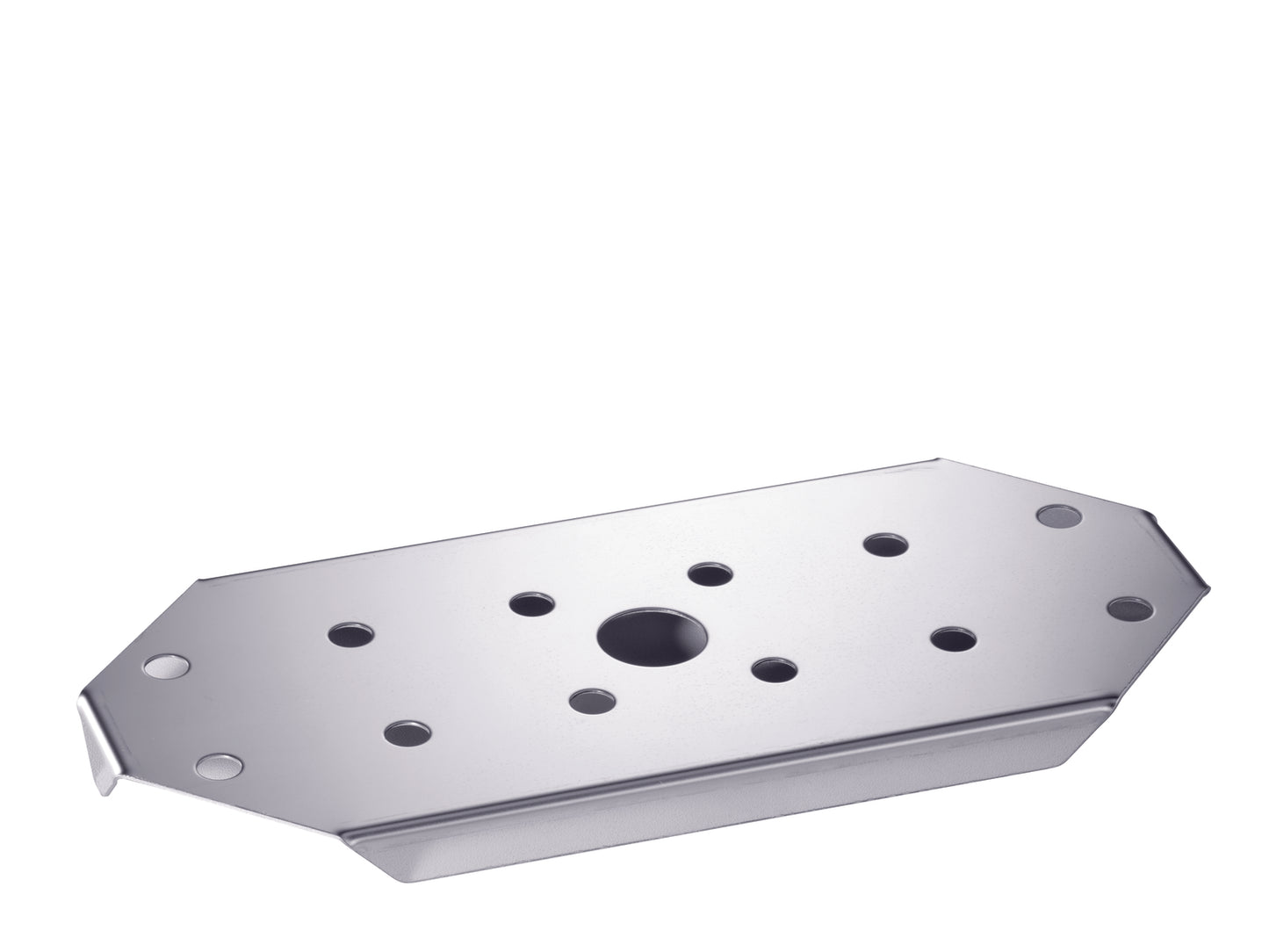 Metallplatte mit Löchern, rechteckig.