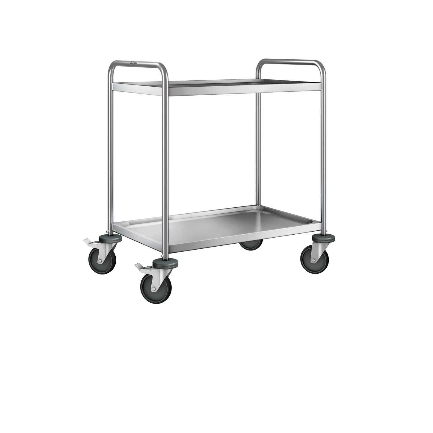 Metall-Servierwagen mit zwei Ebenen.
