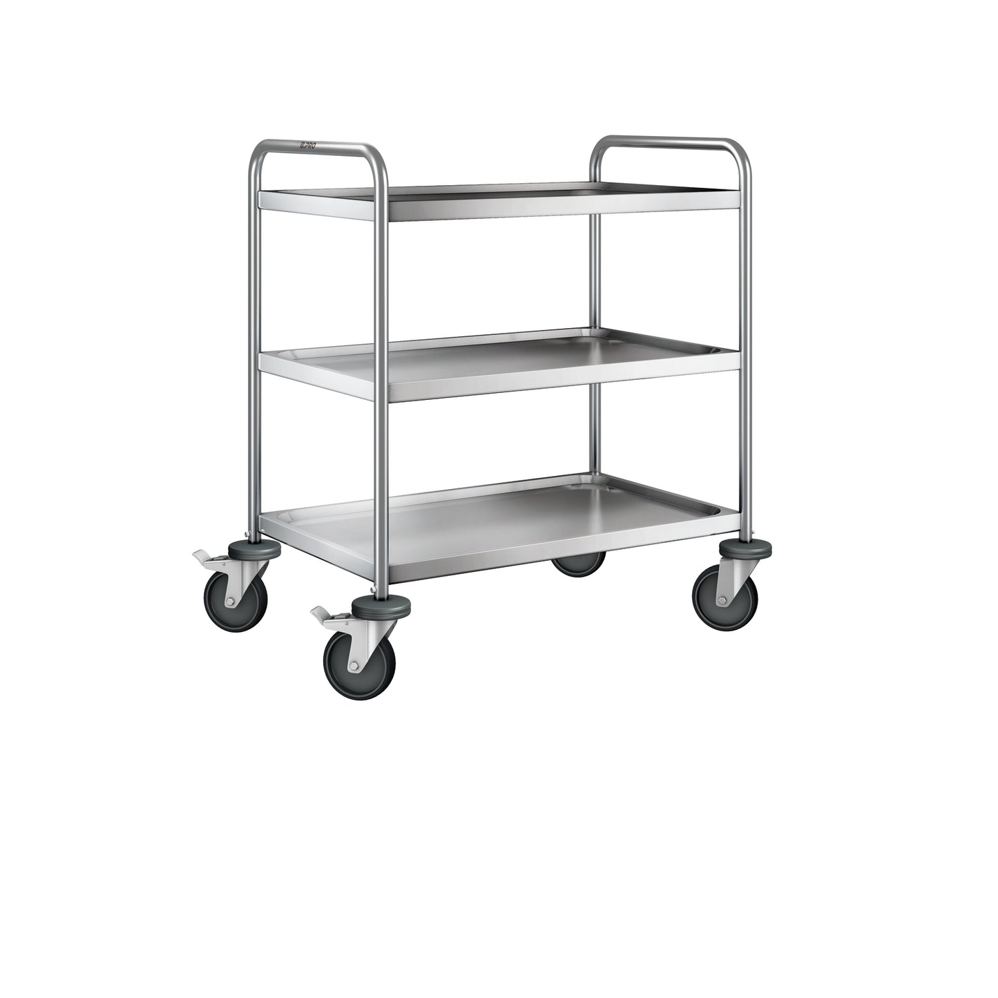 Metall-Servierwagen mit drei Ebenen.