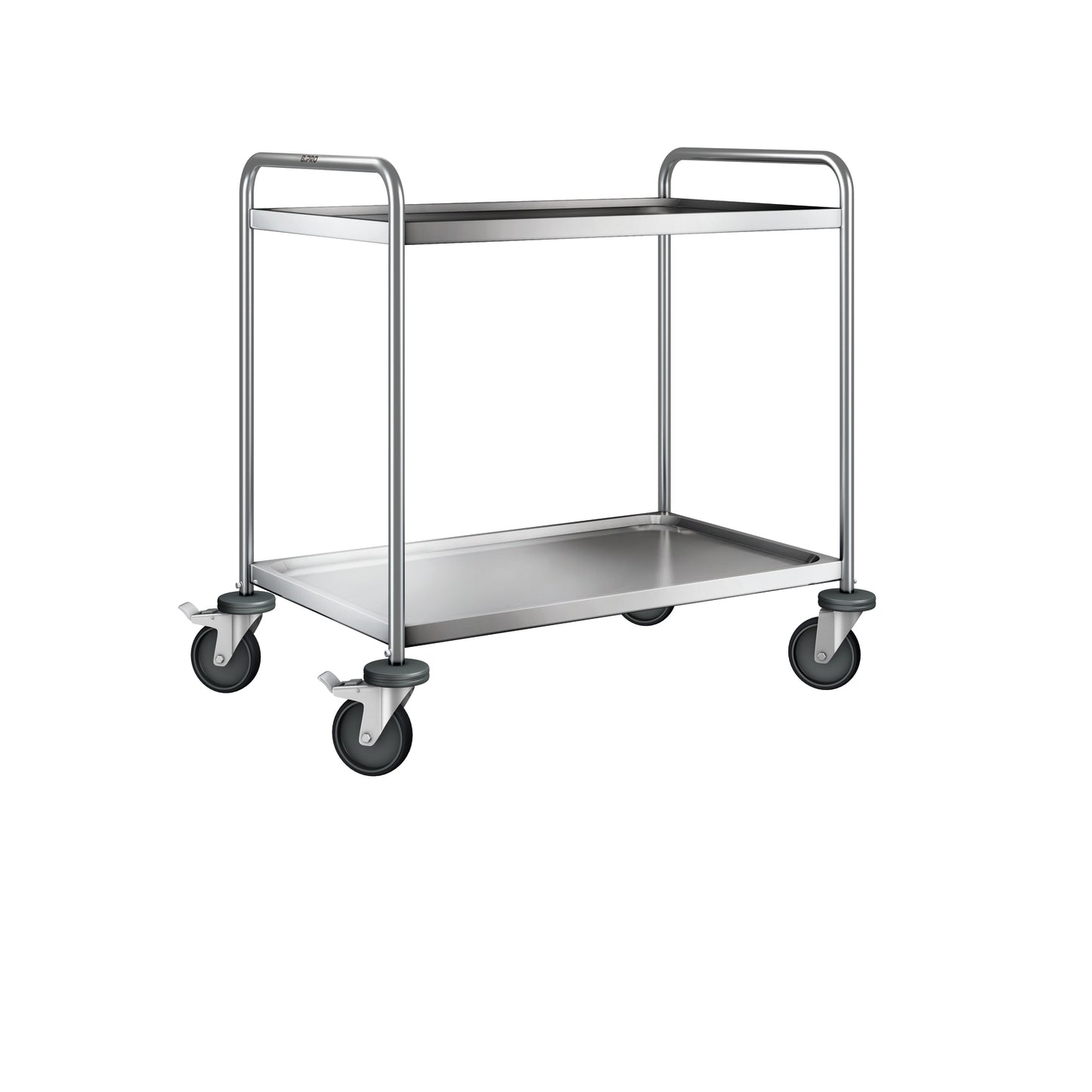 Metall-Servierwagen mit zwei Ebenen.