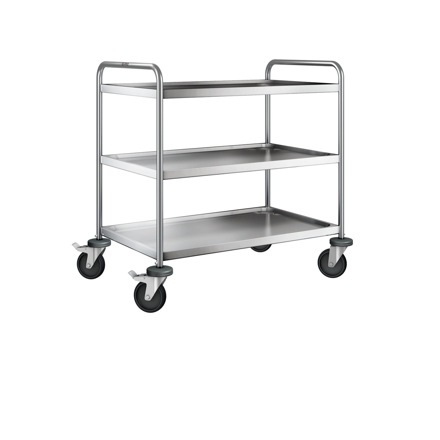 Metall-Servierwagen mit drei Ebenen.