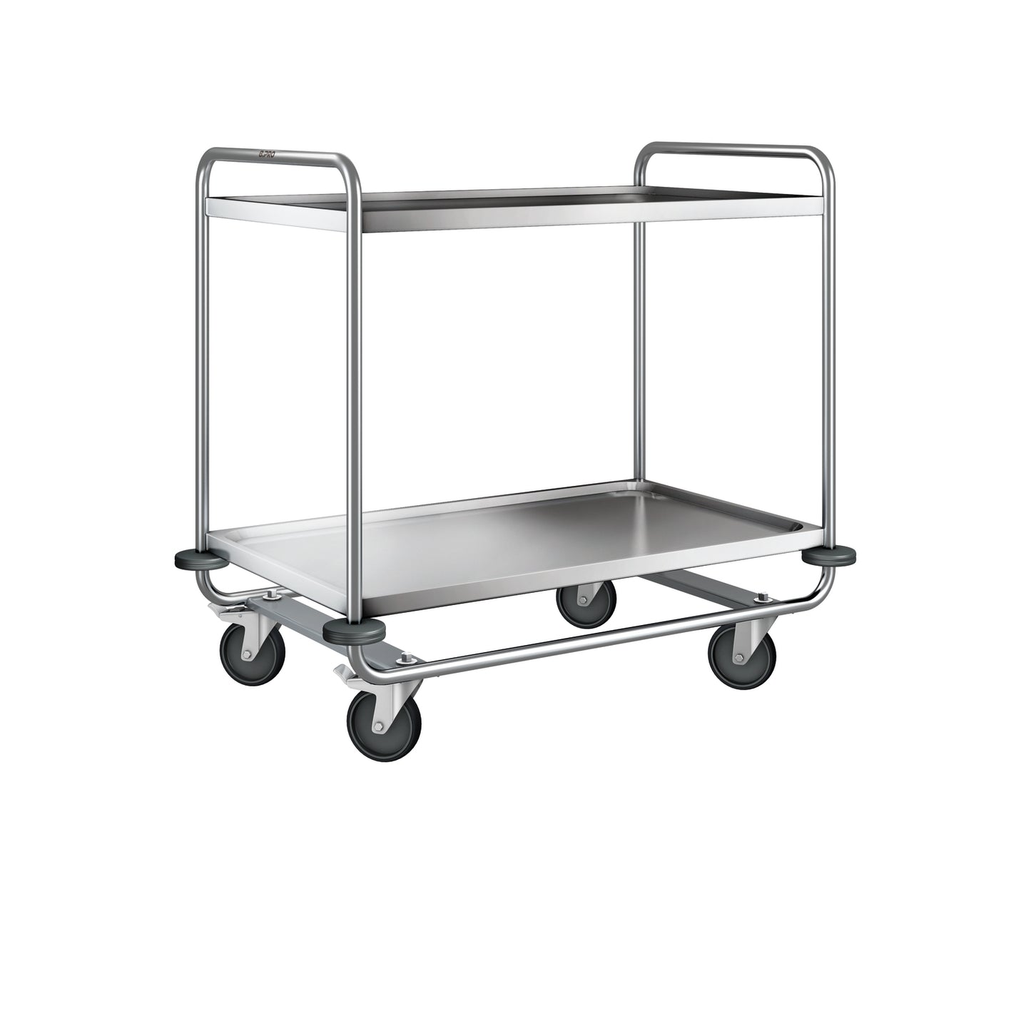 Metall-Servierwagen mit zwei Ebenen.