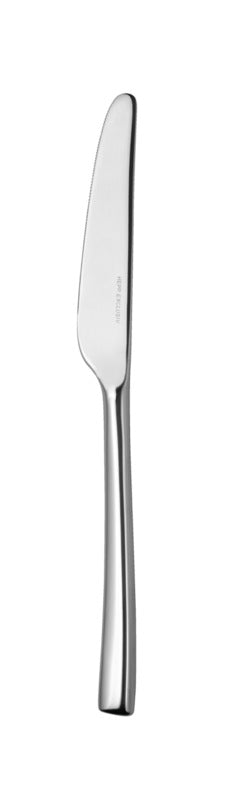 Silbernes Edelstahlmesser auf Weiß.