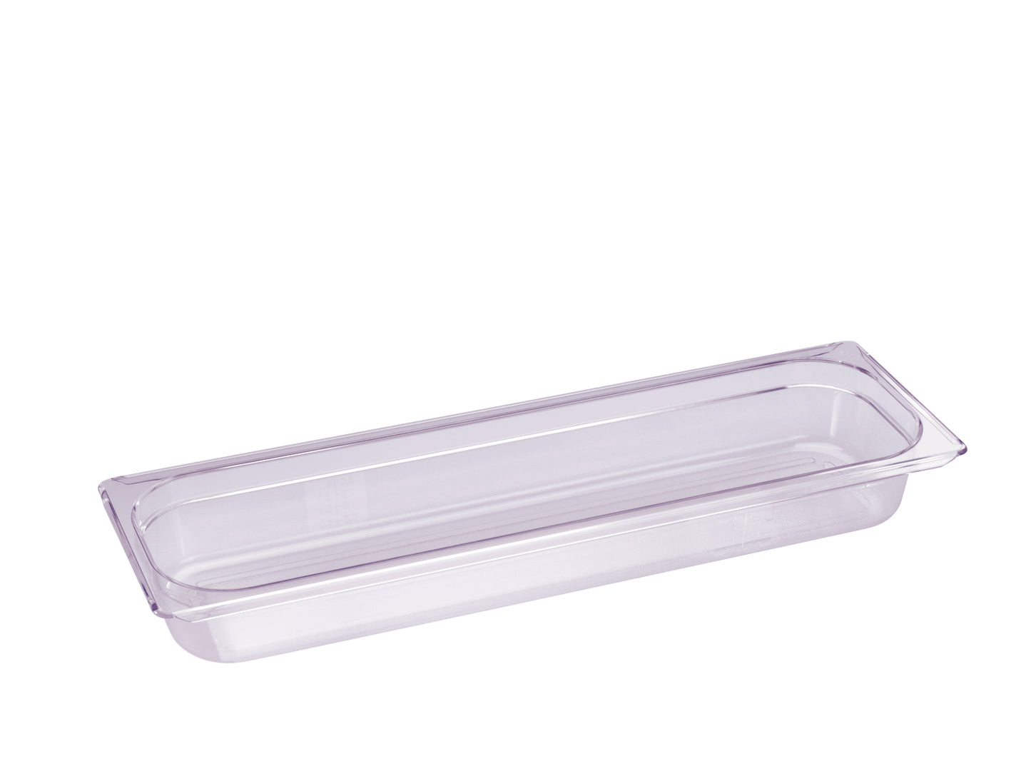 Transparente GN-Behälter aus Kunststoff.