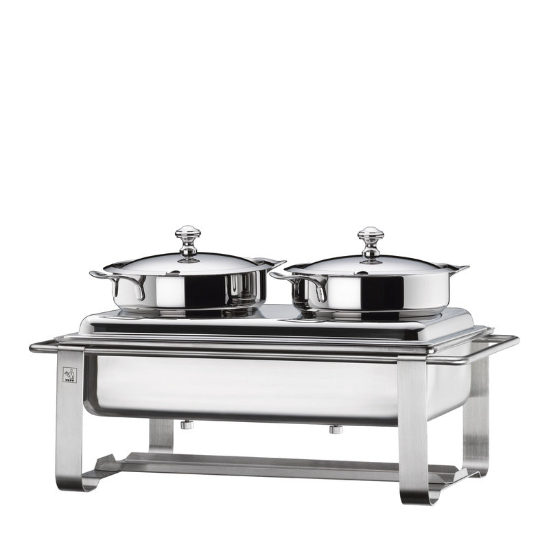 Edelstahl-Warmhaltebehälter für Buffet.