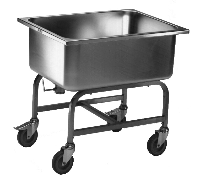 Edelstahlwagen mit großer Wanne.