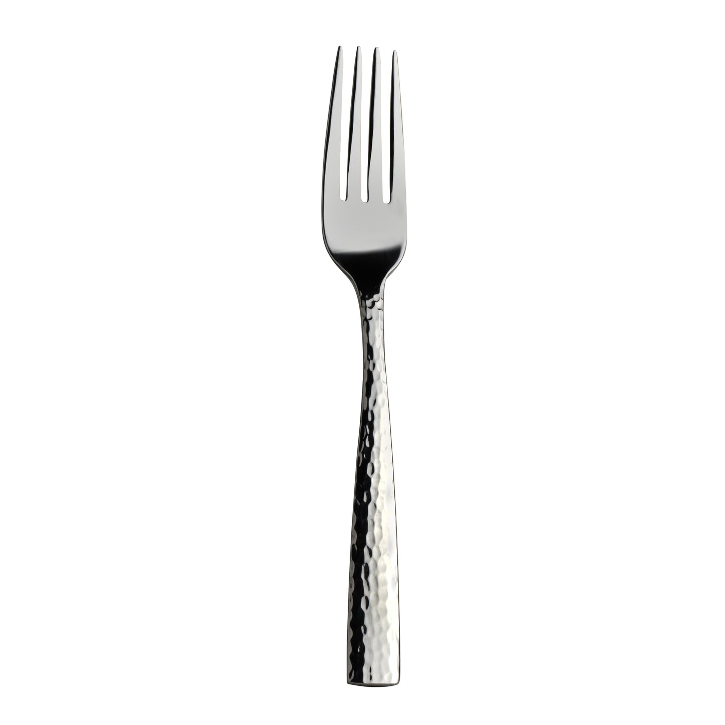 Silberne Gabel mit gehämmertem Griff.