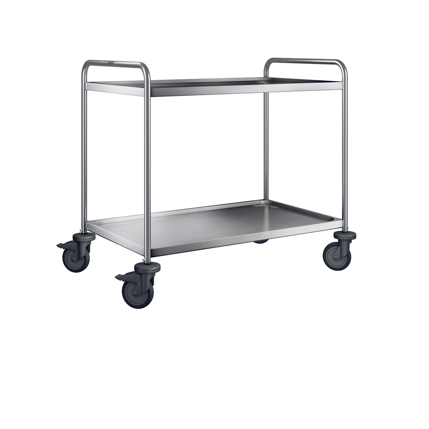 Metall-Servierwagen mit zwei Ebenen.