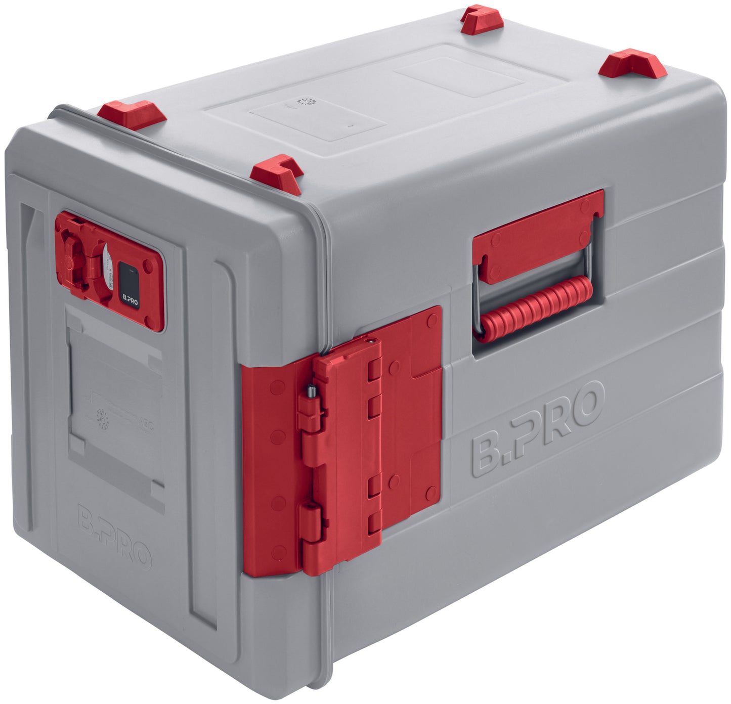 Thermobox mit rotem Verschluss.