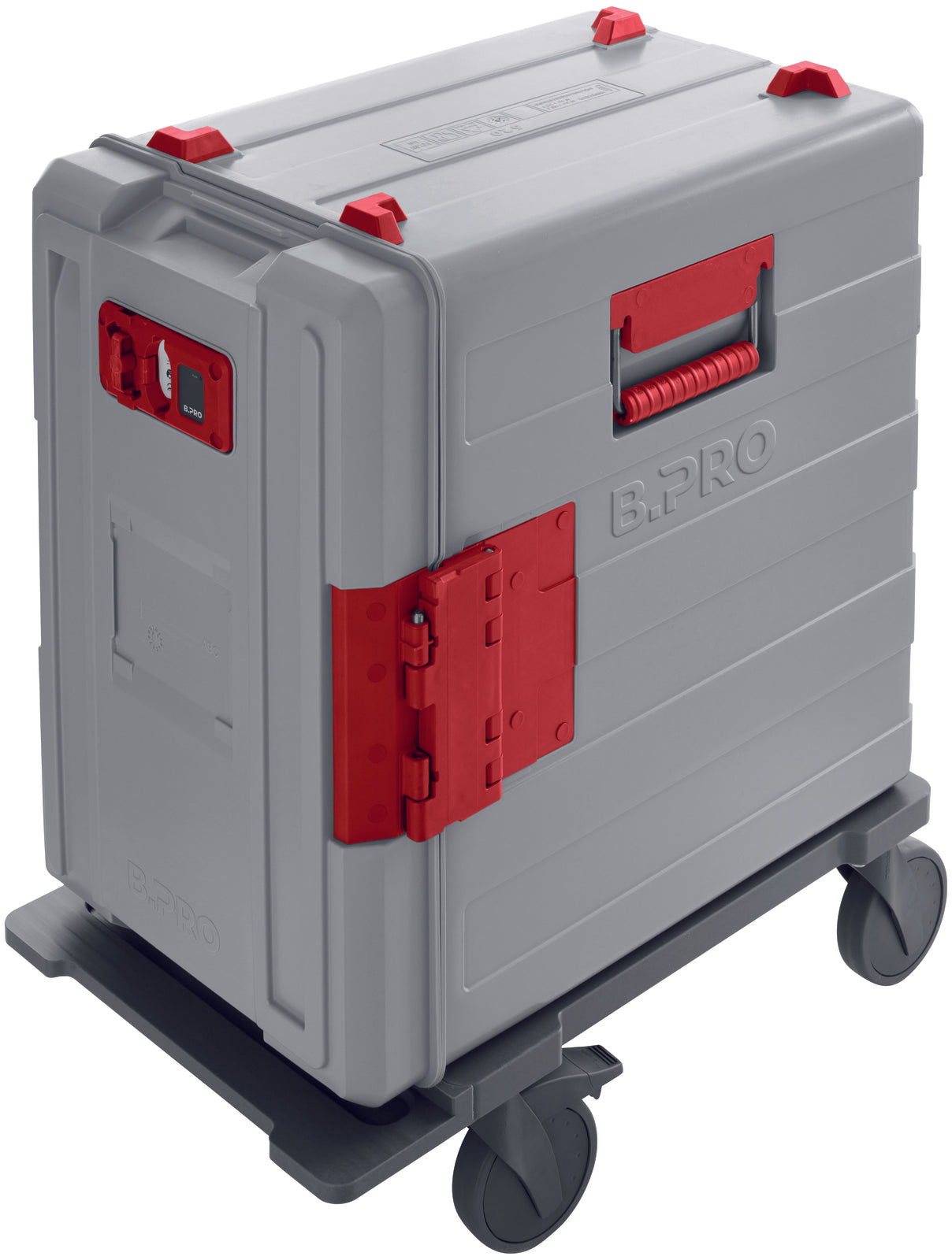 Mobiler Thermobehälter mit Rollen.