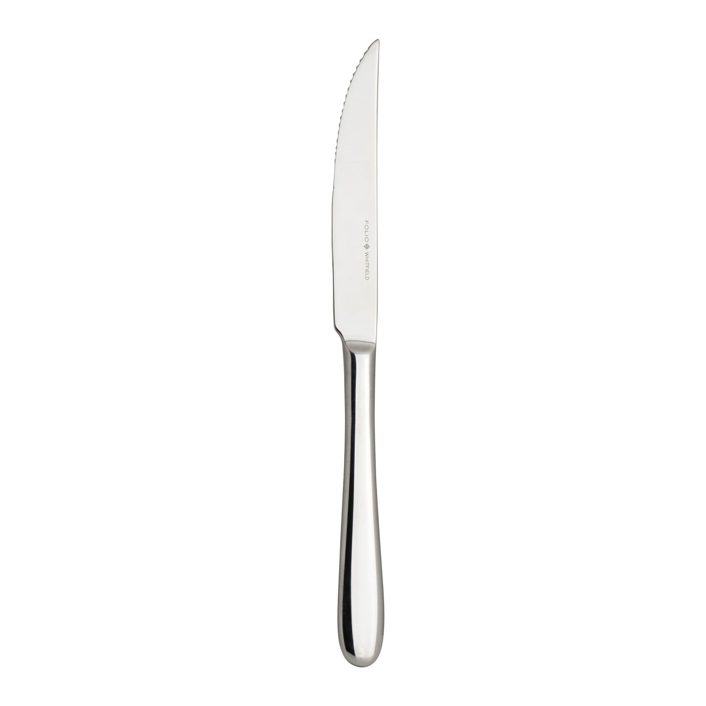 Edelstahl-Steakmesser auf weißem Hintergrund.