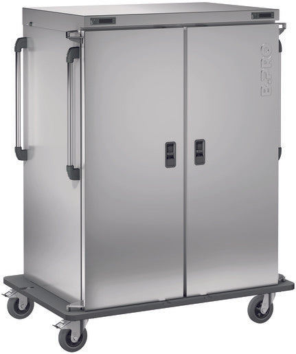 Mobiler Edelstahl-Gastronomie-Transportwagen.
