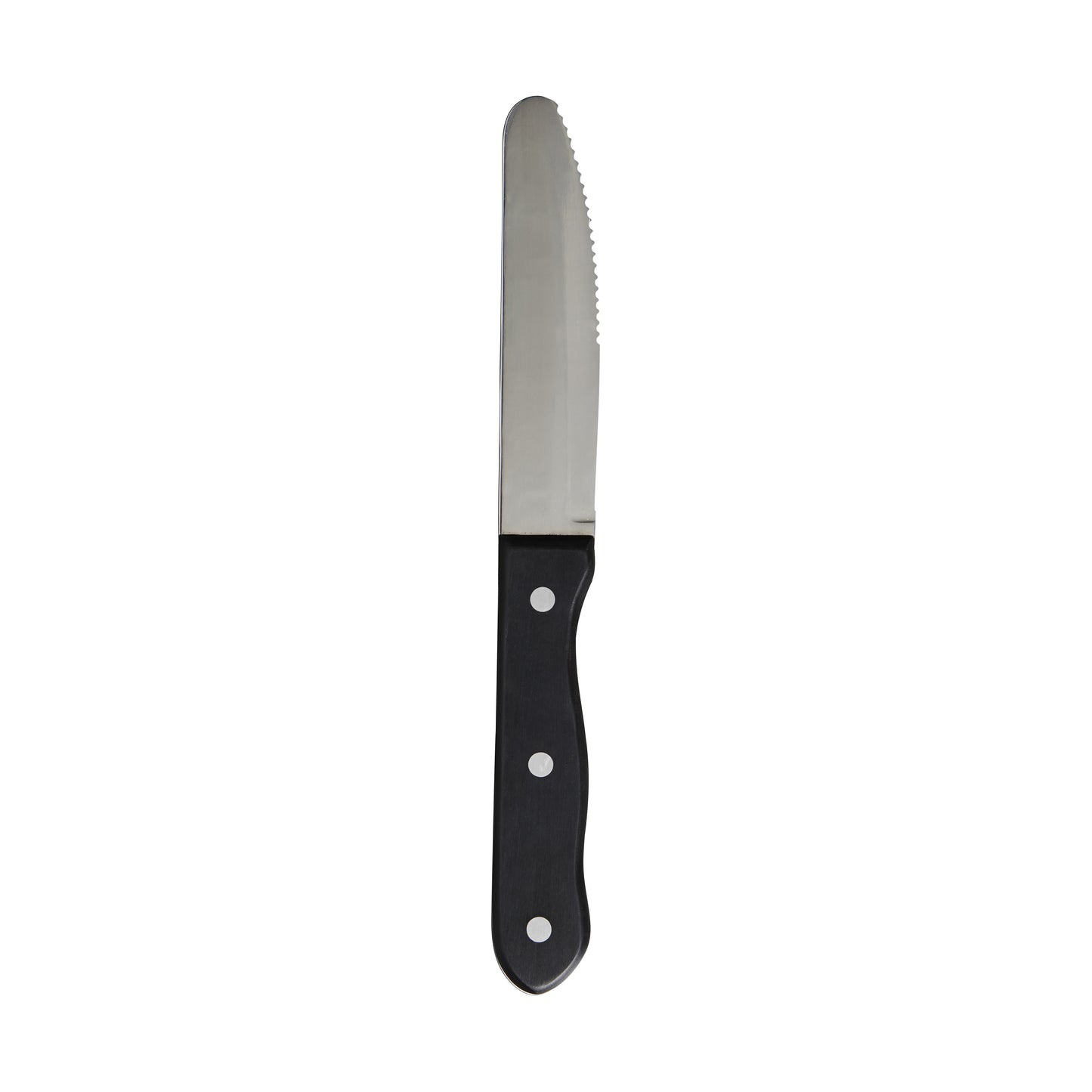 Schwarzes Messer mit Wellenschliff.