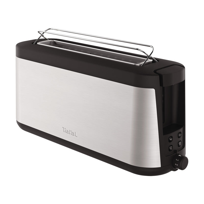 Toaster mit Brötchenaufsatz, Edelstahl.