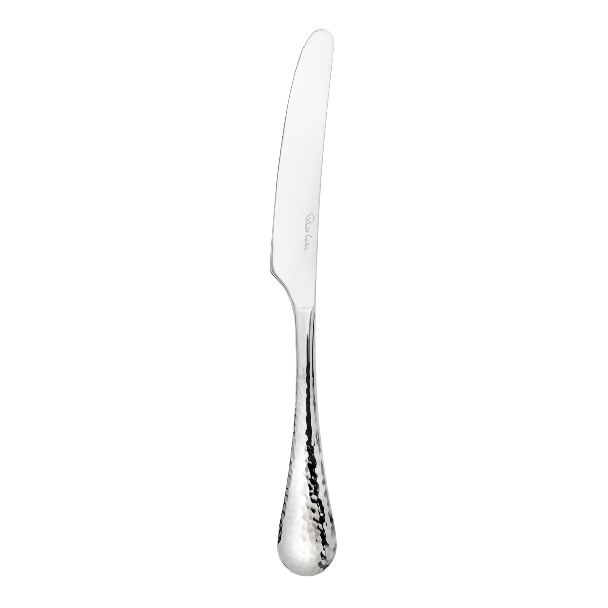 Silbernes Buttermesser mit gehämmertem Griff.