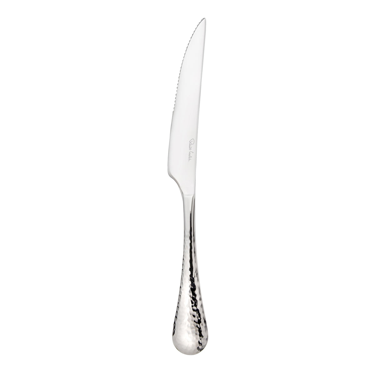 Silbernes, gehämmertes Steakmesser.