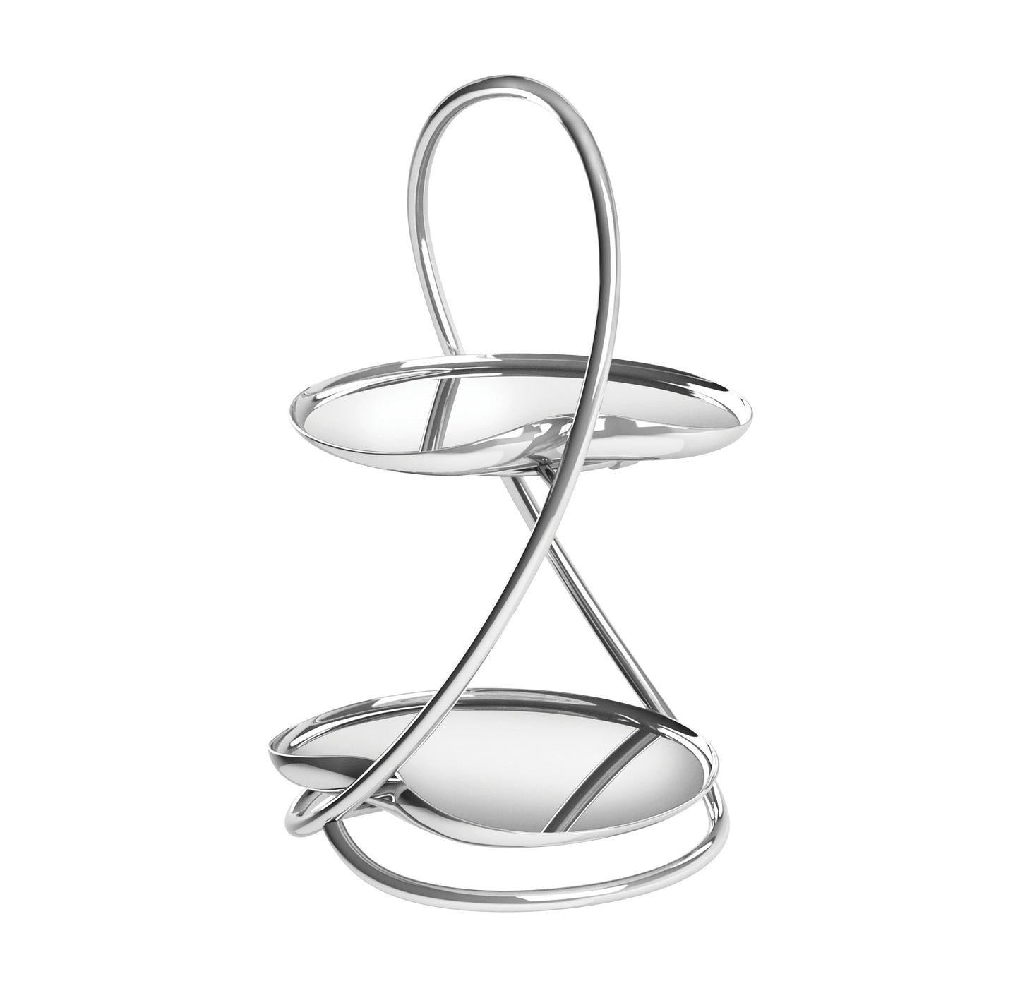Zweistöckige Edelstahl-Etagere für Gastronomie.