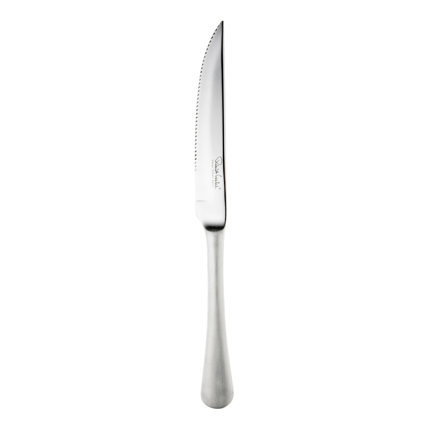 Edelstahl-Steakmesser mit gezackter Klinge.