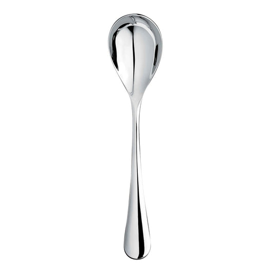 Silberner Löffel auf weißem Hintergrund.