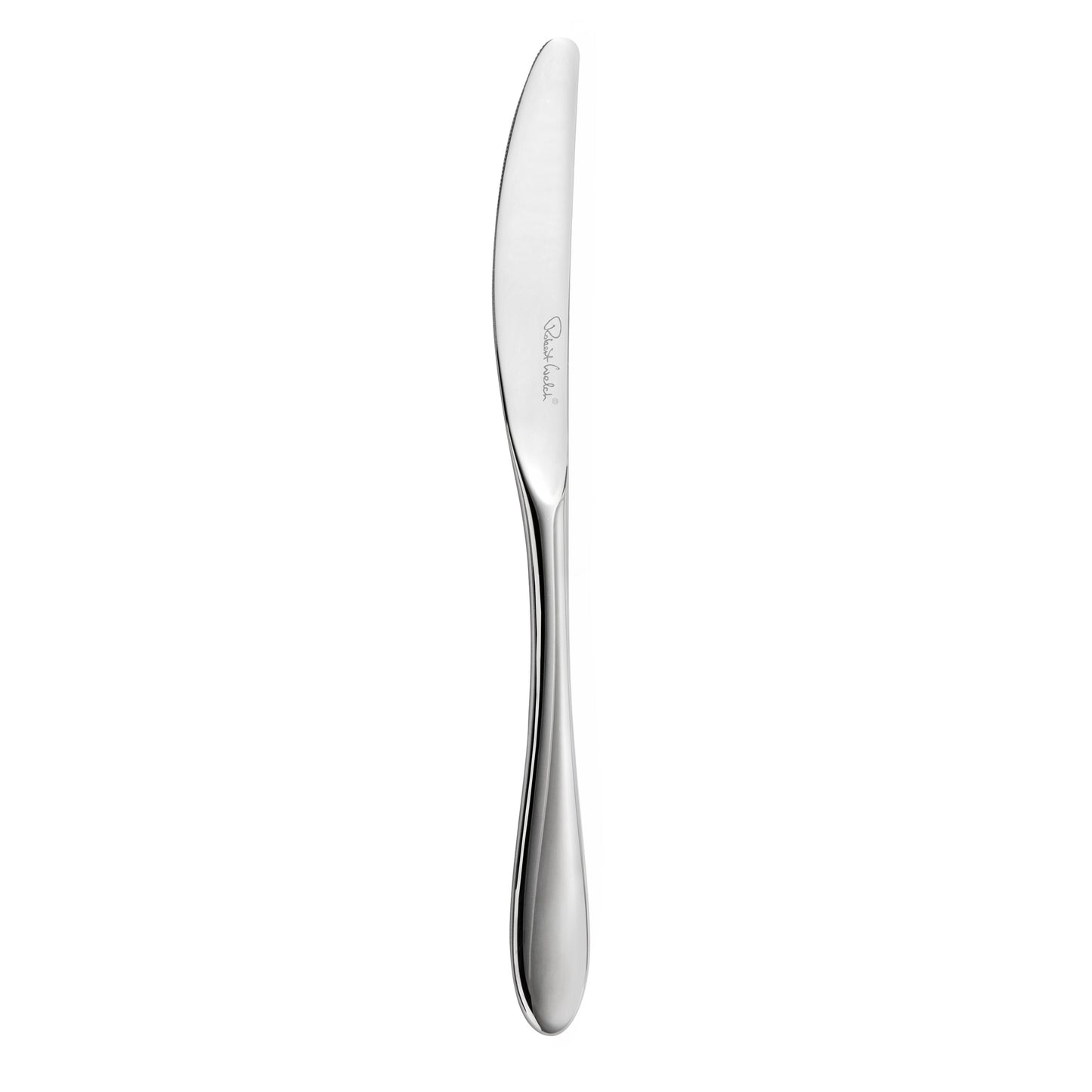 Silbernes Messer auf weißem Hintergrund.