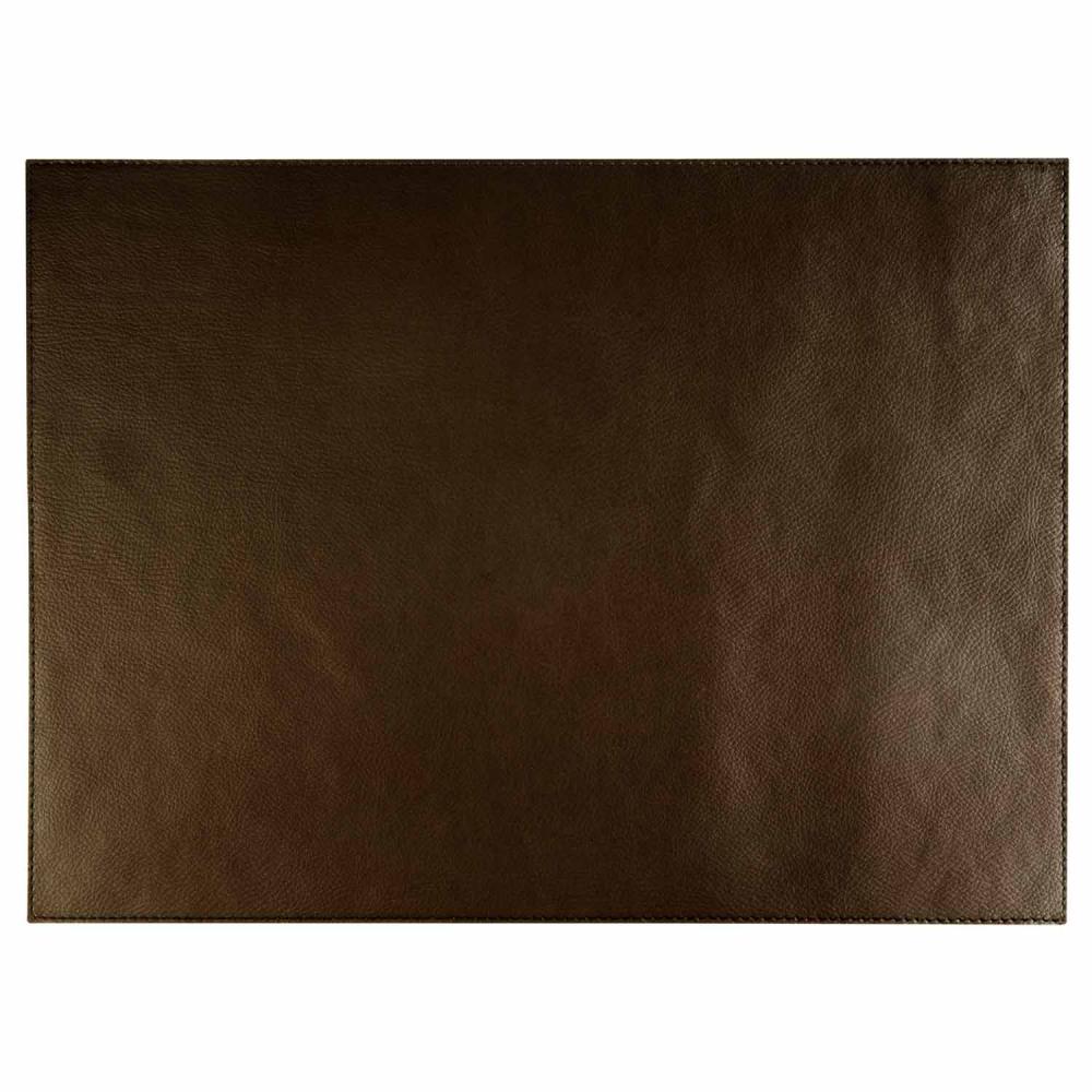 Braune Tischmatte aus Leder.