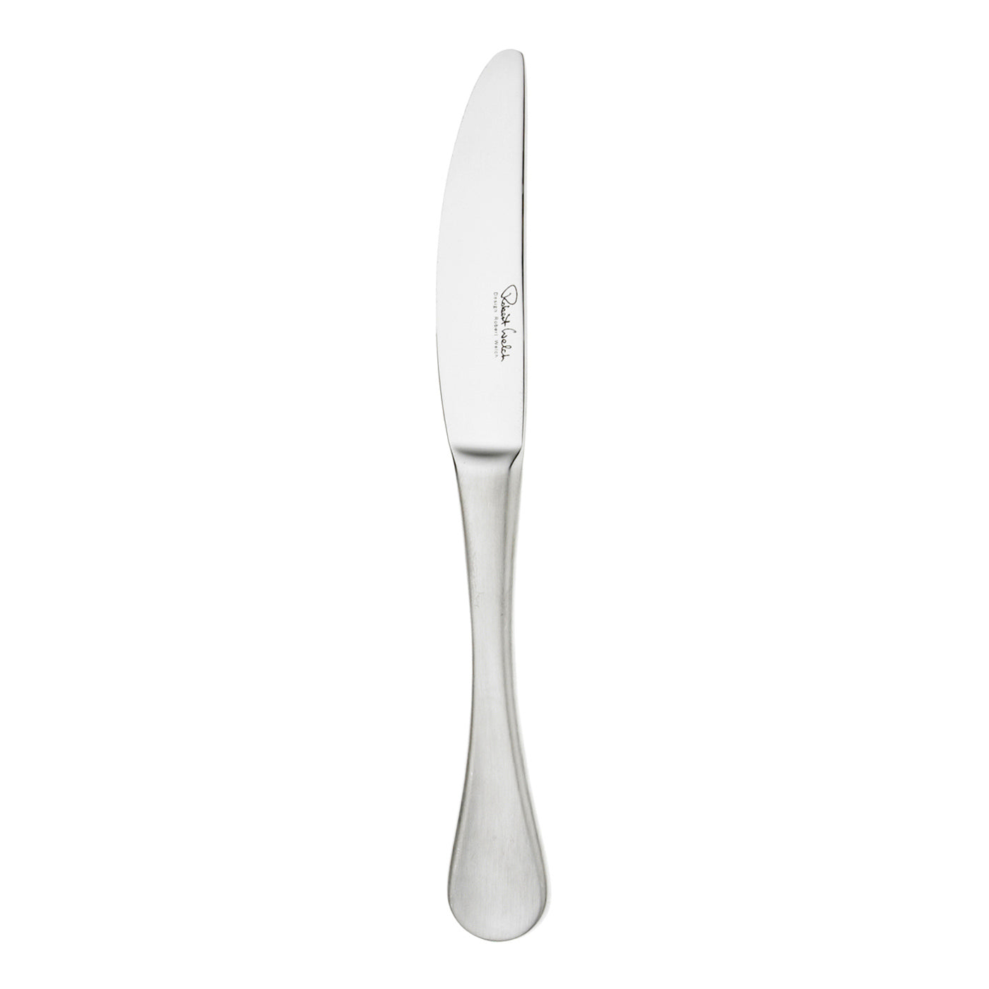 Silbernes Messer auf weißem Hintergrund.