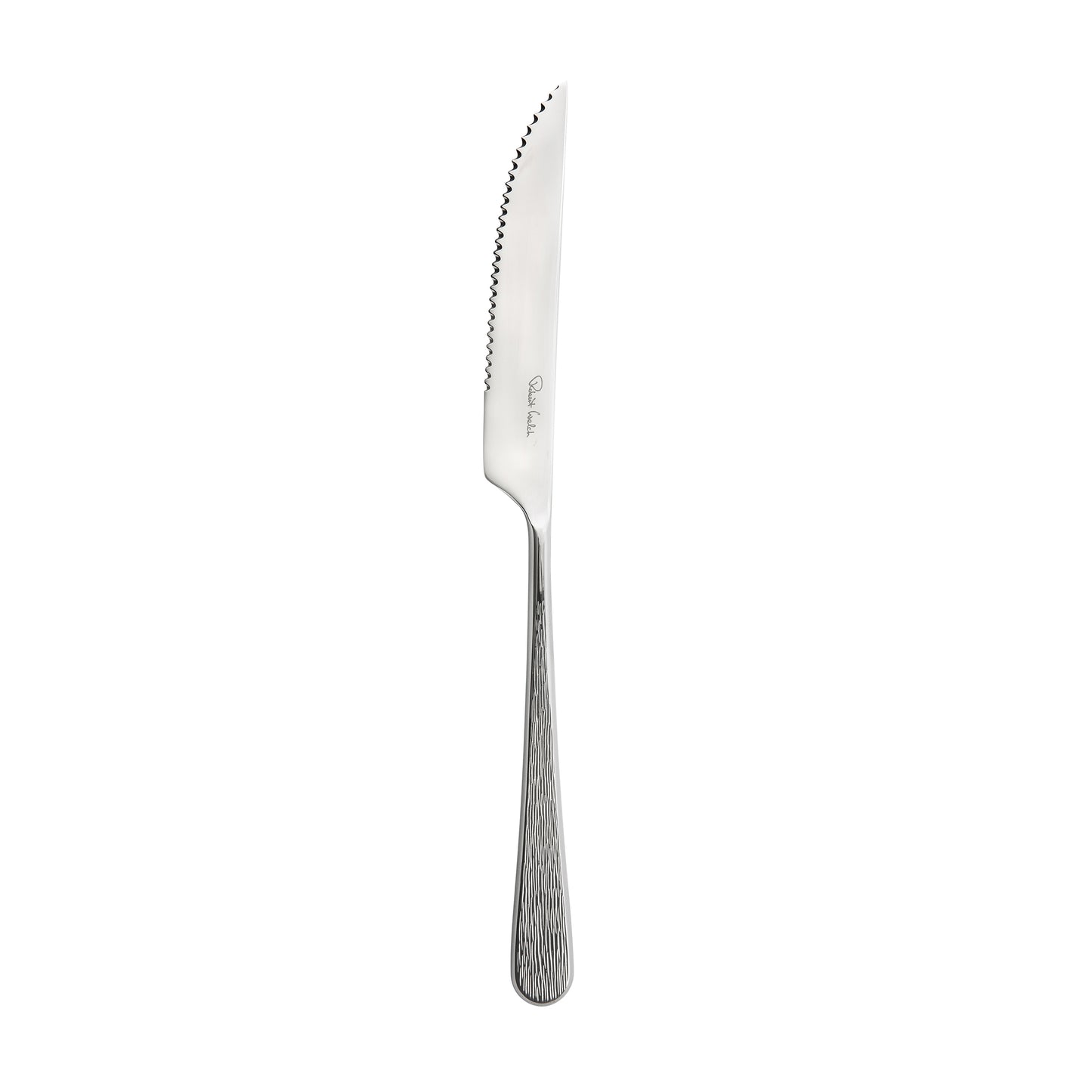 Silbernes gezacktes Steakmesser, einzeln.