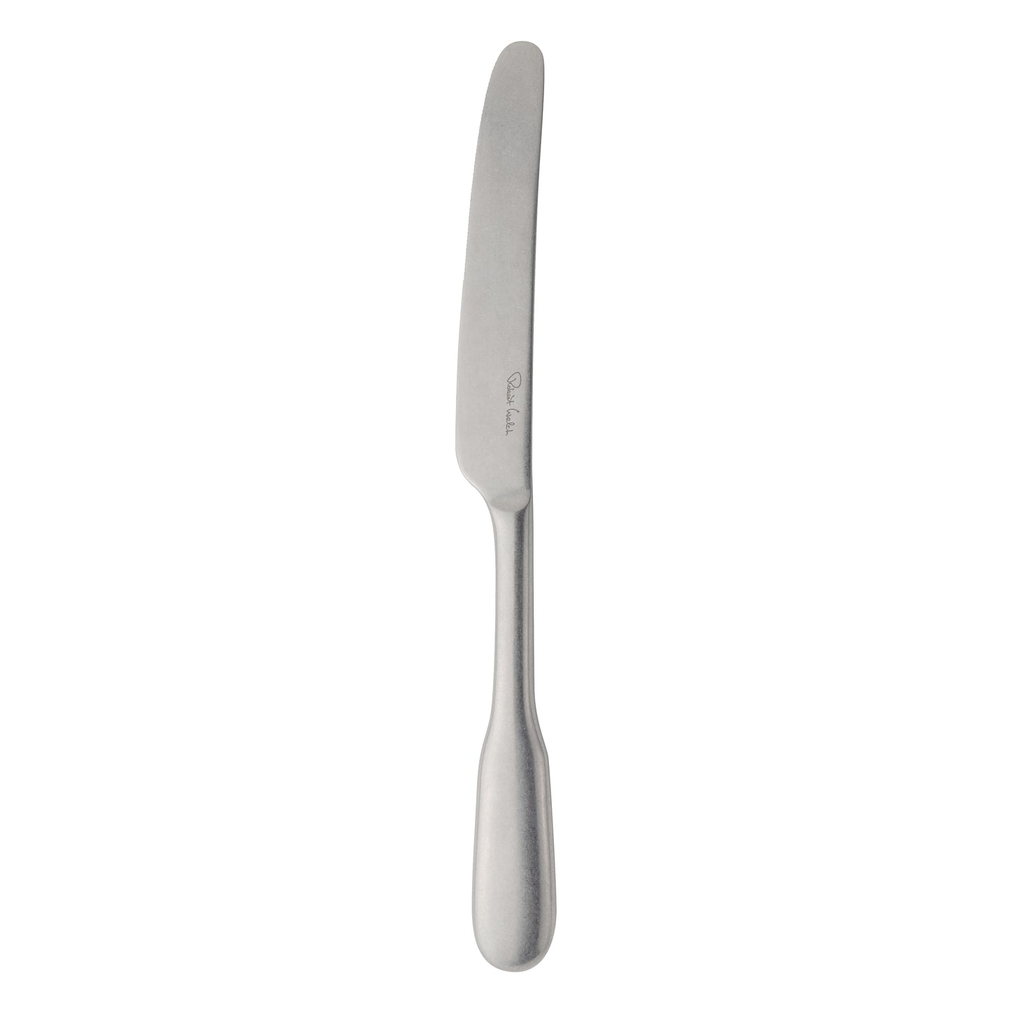 Silbernes Buttermesser auf weißem Hintergrund.