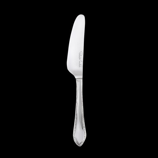 Silbernes Messer auf schwarzem Hintergrund.